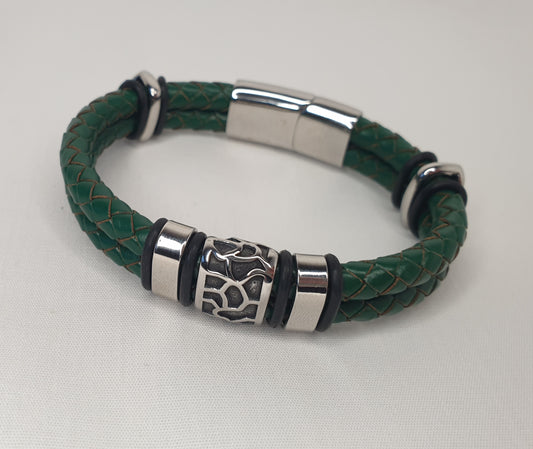 Modieus groen lederen armband